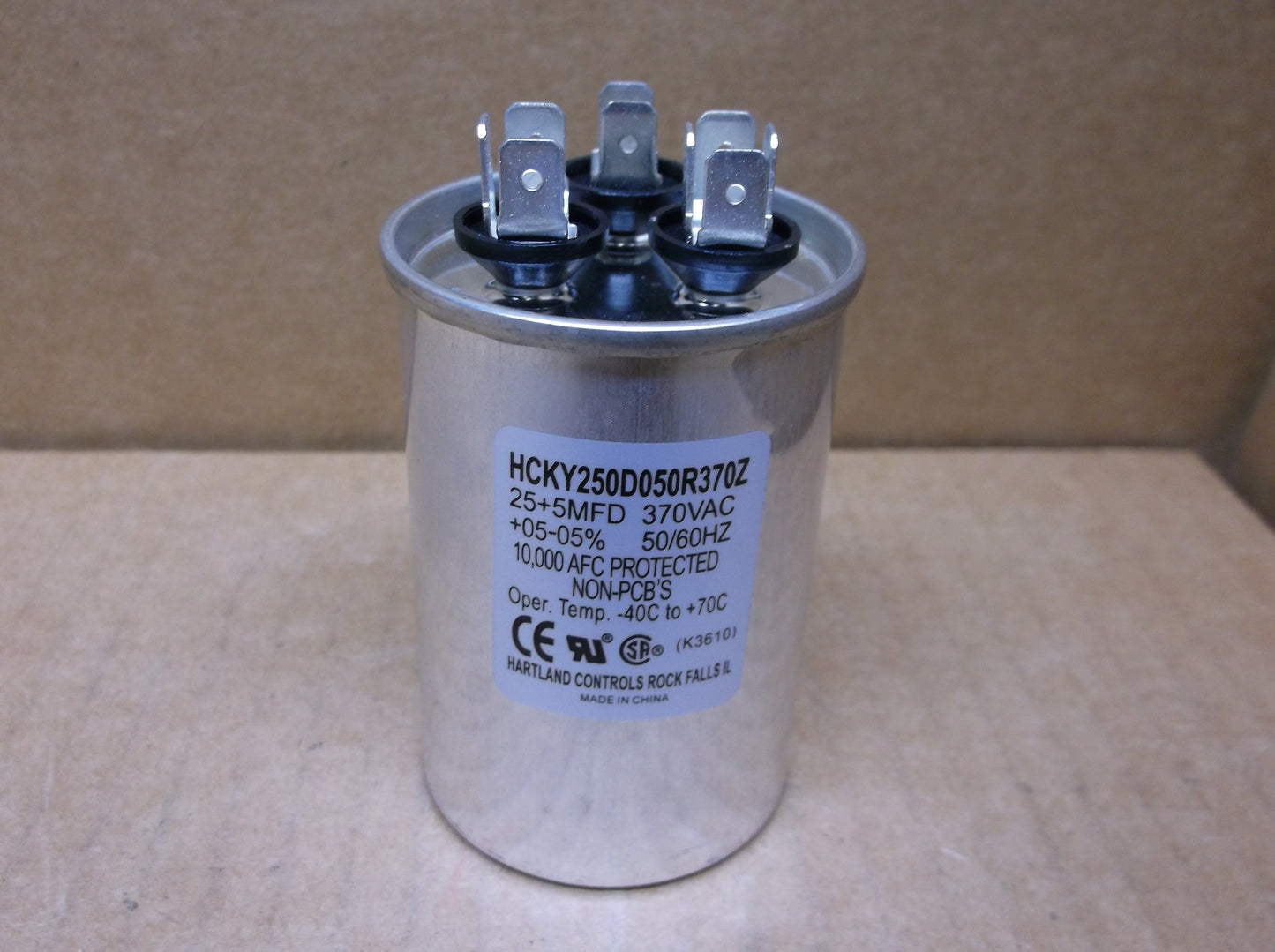 25+5 MFD x 370 VAC Round Dual Run Capacitor