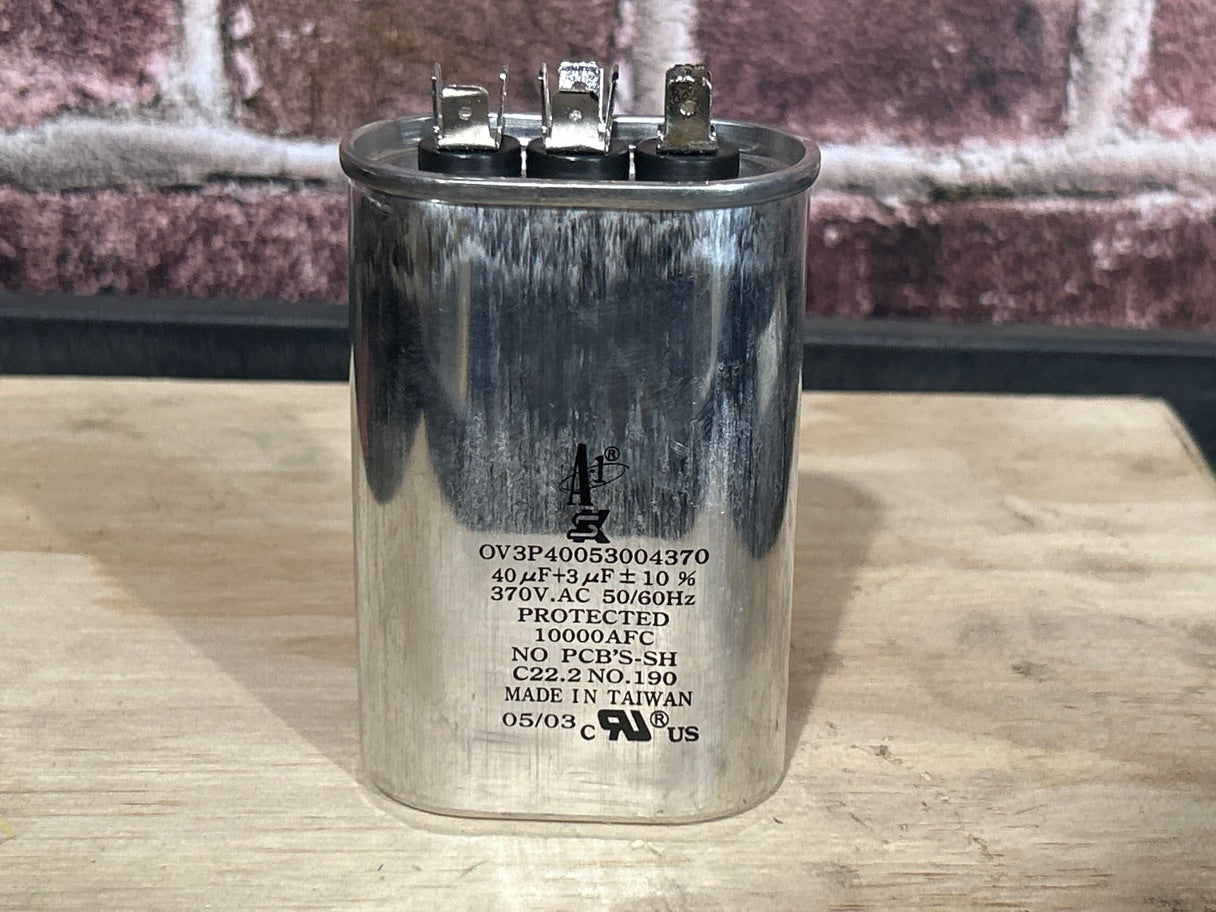 370 Vac, 40+3MFD 50/60 Hz, Oval Capacitor