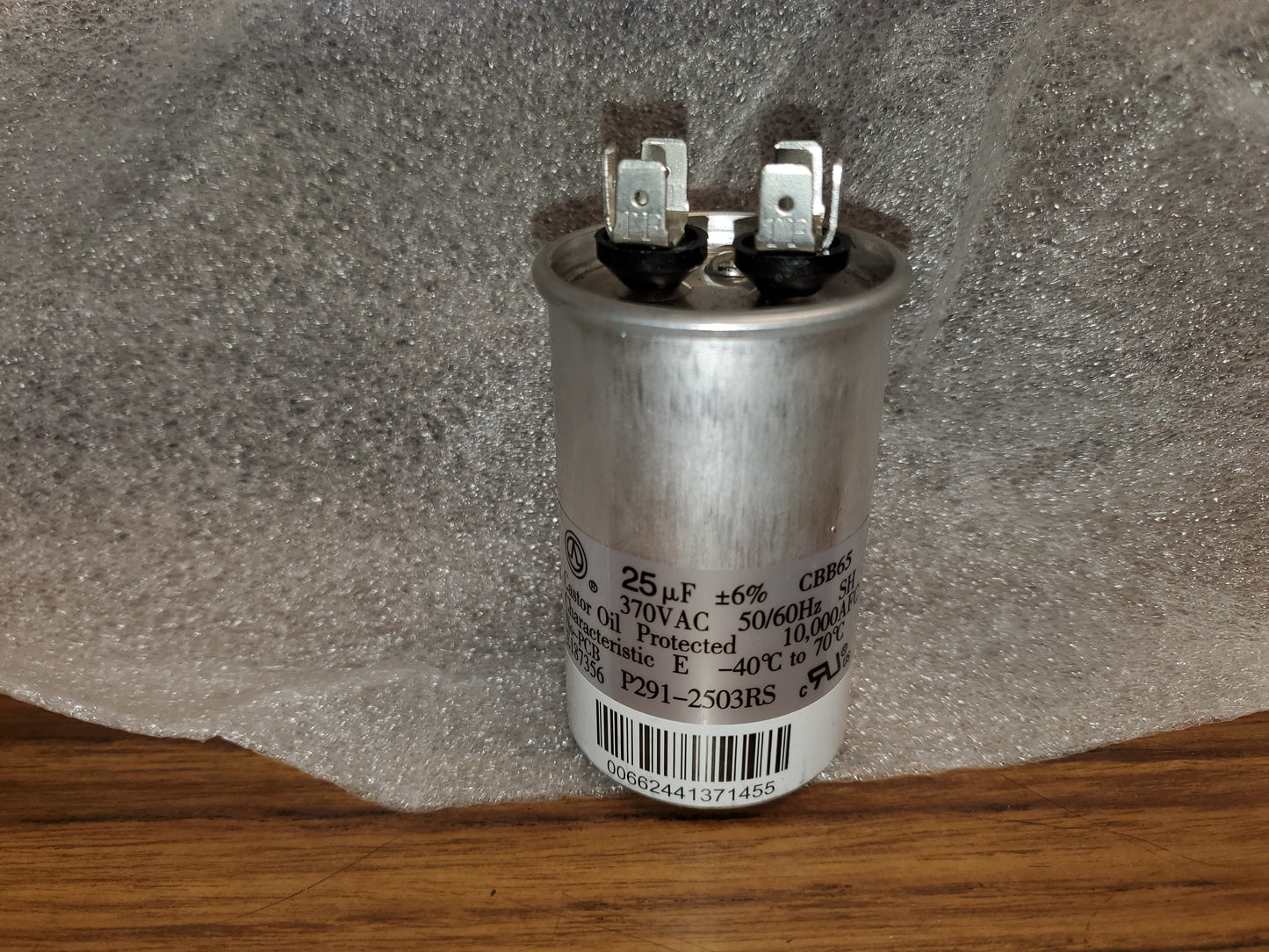 25+6% MFD x 370 VAC Round Run Capacitor