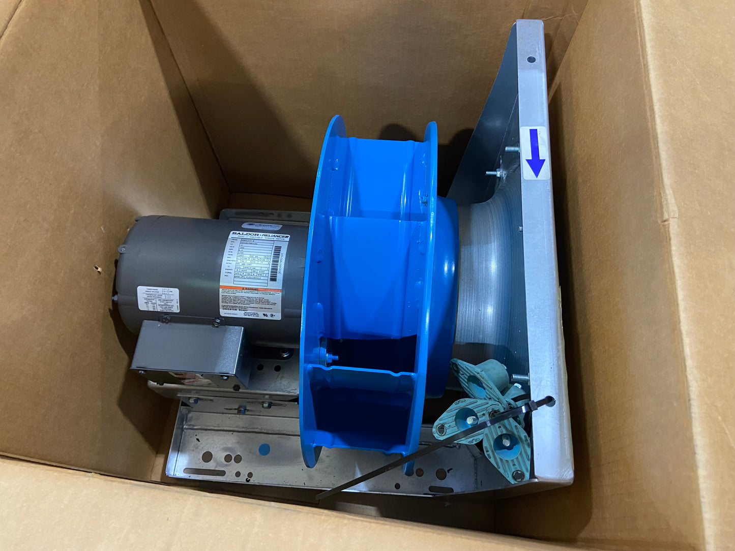 16" Single Inlet Direct Drive Plenum Fan w/2HP 208 Volt Motor RPM 2010