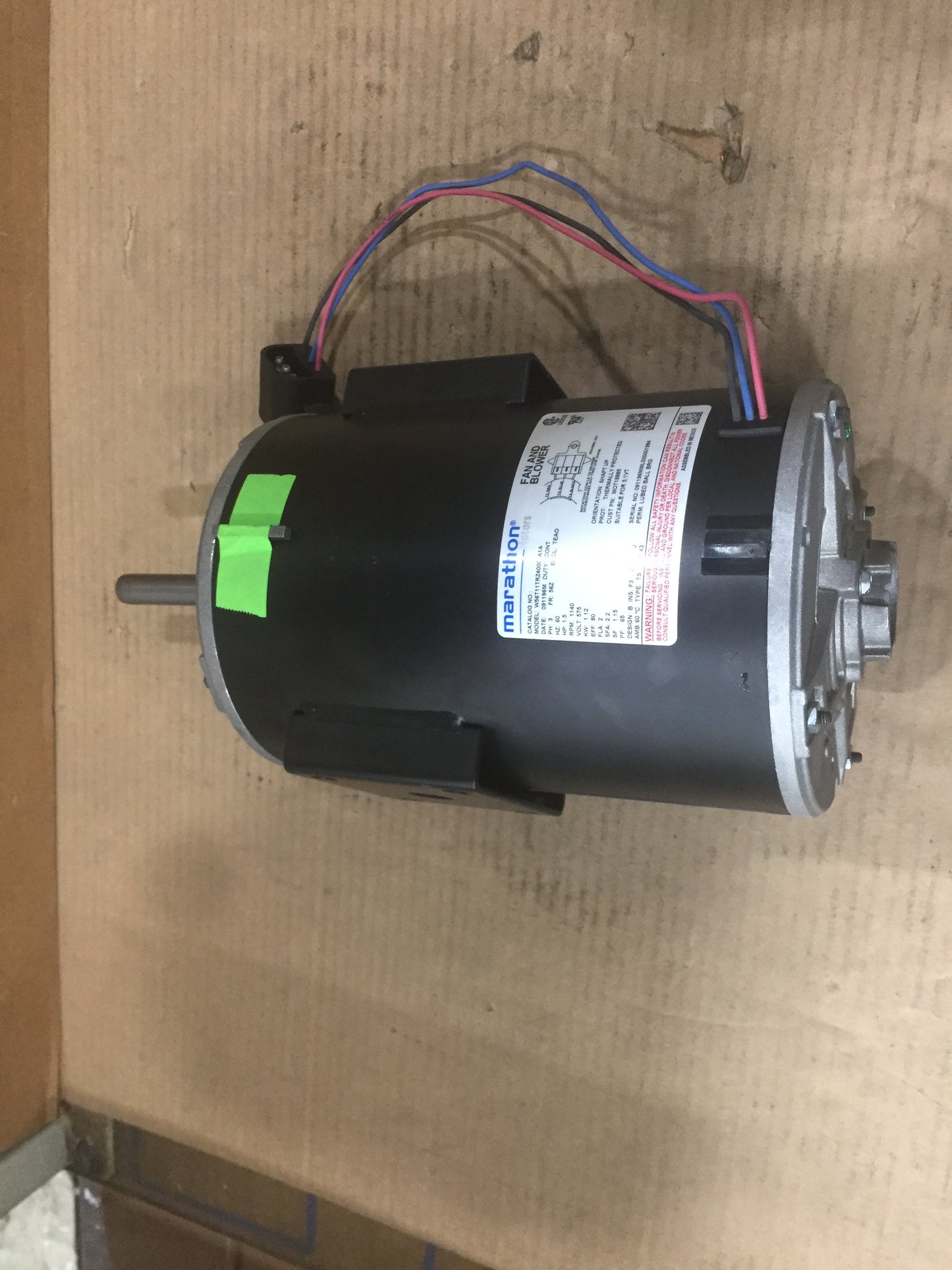 Motor de ventilador y soplador de 1,5 HP, 575/60/3, 1140 RPM, 1 velocidad