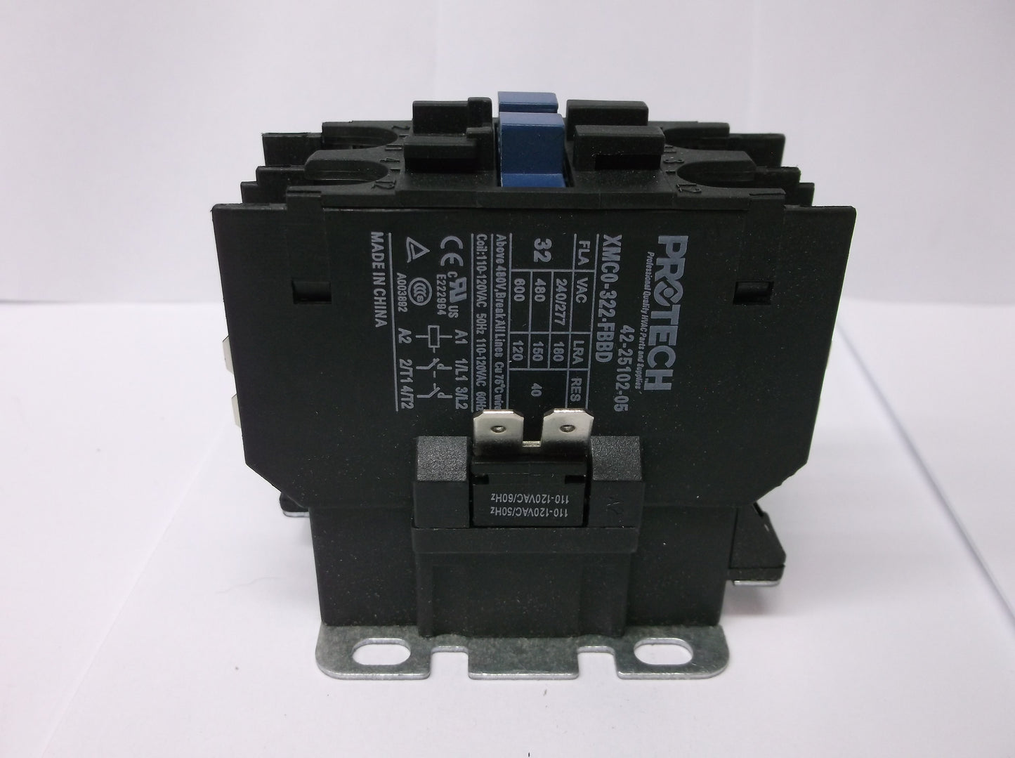 Contactor de posición definida de 2 polos, bobina: 110-120 VCA, amperios Fla: 32, 40 amperios Res. 50/60 Hertz.