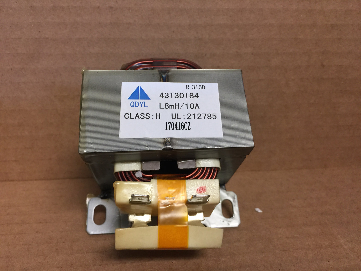Transformer; L8MH/10A, Class:H Ul 212785