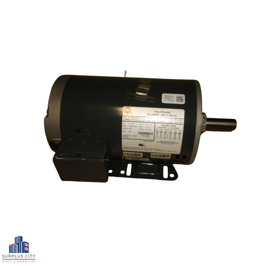 Motor de soplador con transmisión por correa polifásica de 1 HP, 575/60/3 RPM: 1745-1170/2 velocidades