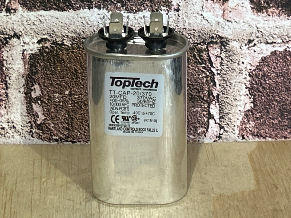 370 Vac, 20MFD 50/60 Hz, Oval Capacitor