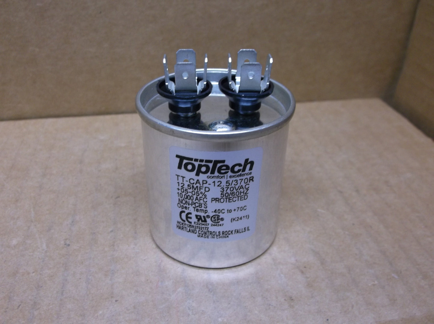 12.5 MFD x 370 VAC Round Run Capacitor