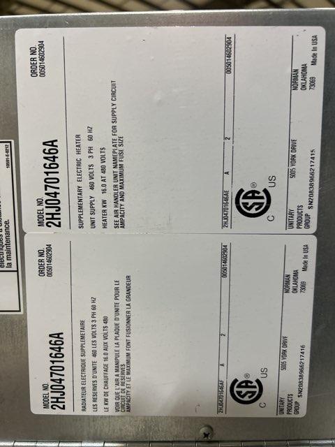10 Ton AC/HP ECM Upflow/Horizontal Air Handler 460/60/3 R-410A CFM 5000 with 16 KW Heat Kit 460/60/3