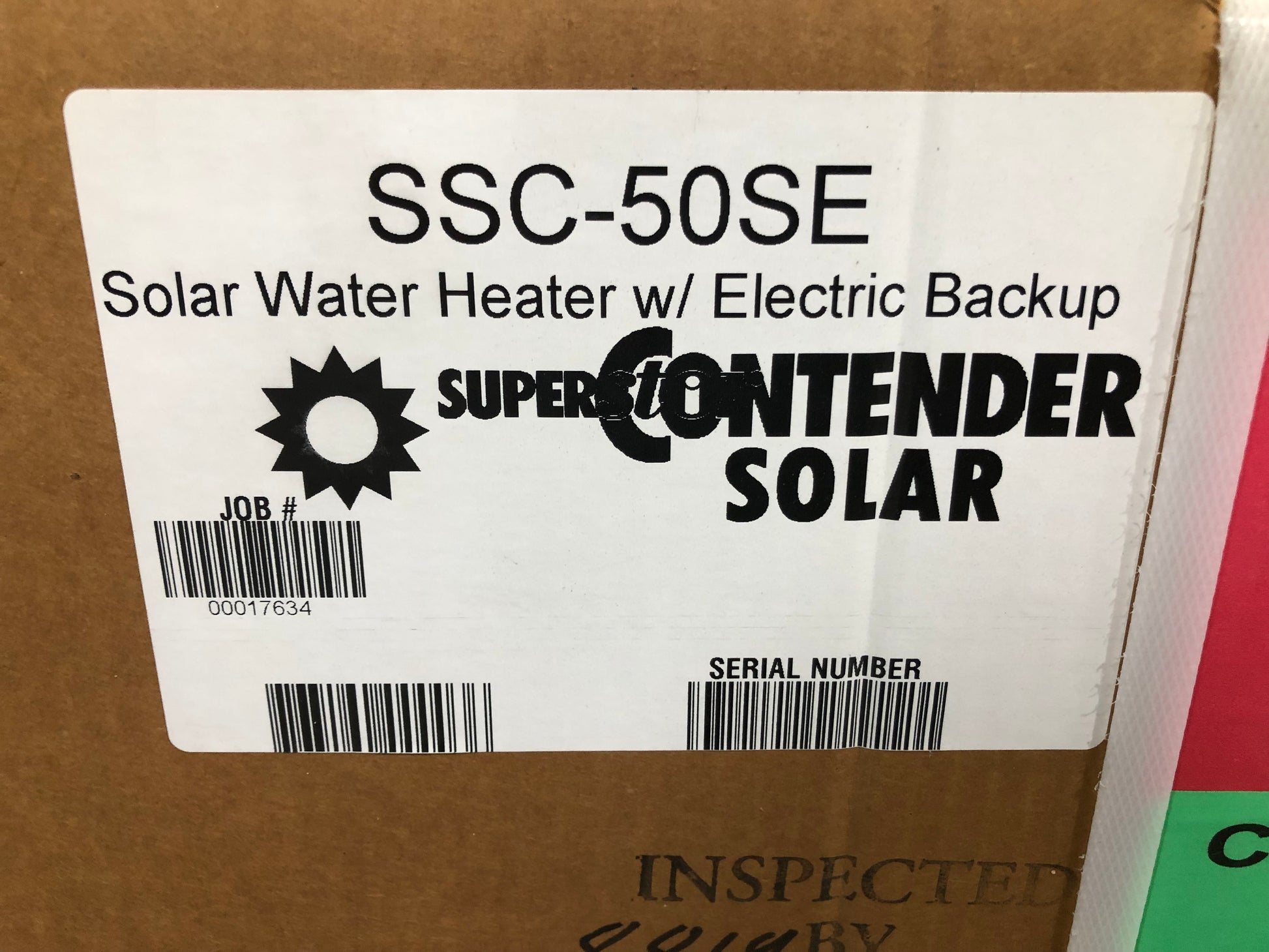 50 GALLON ELECTRIC SOLAR WATER HEATER 240/60/1