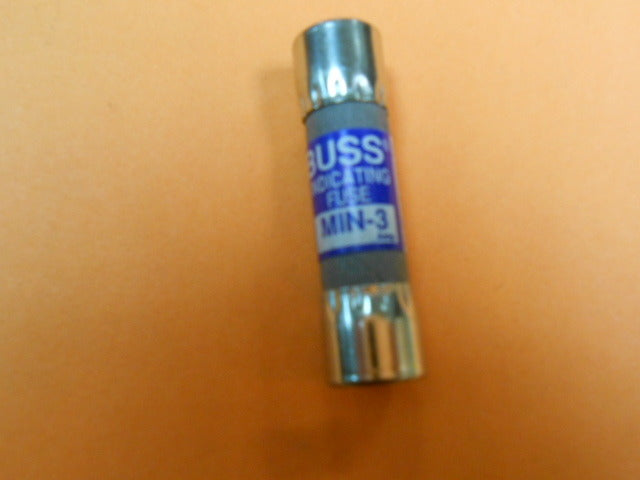 BUSS INDICATING FUSE, MIN-3AMP, FOR 250 VOLTS OR LESS