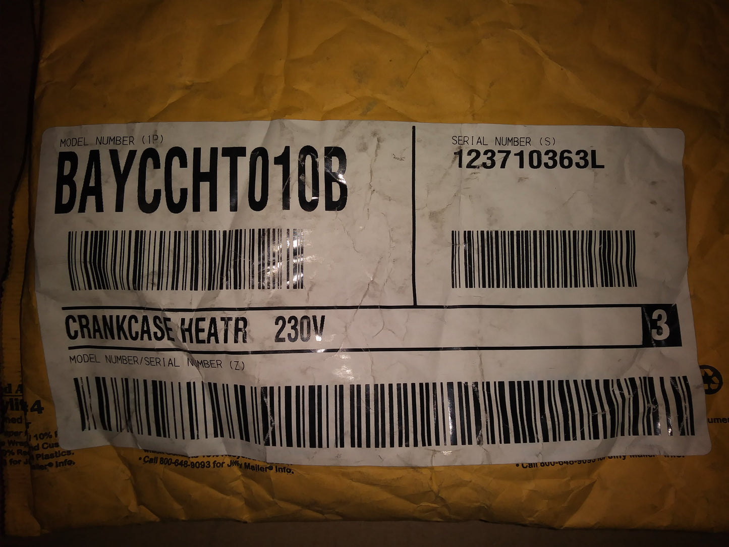 Volt;230, Crankcase Heater Inside Dia;6-1/2"