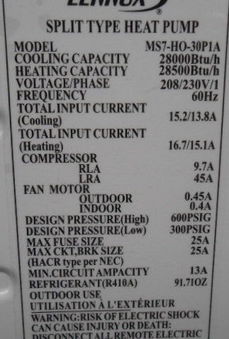 30,000 BTU / 2-1/2 TON SINGLE-ZONE MINI-SPLIT OUTDOOR HEAT PUMP, 16 SEER 208-230/60/1 R-410A