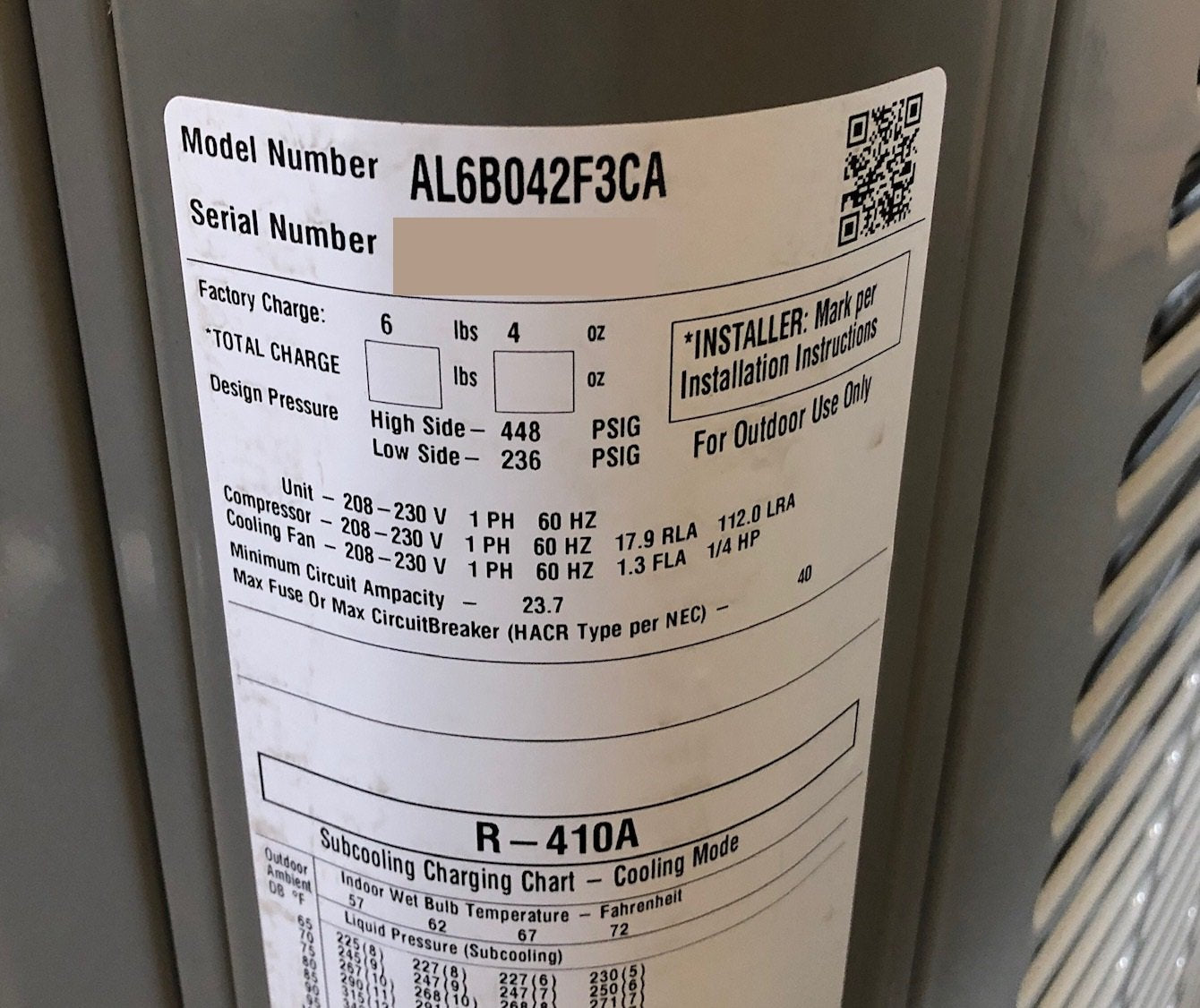 Aire acondicionado de sistema dividido de la serie "Acclimate" de 3,5 toneladas, 16 SEER 208-230/60/1 R-410A