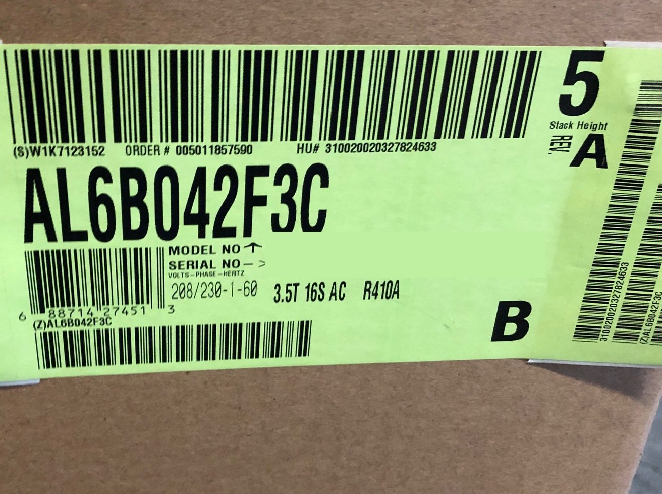 Aire acondicionado de sistema dividido de la serie "Acclimate" de 3,5 toneladas, 16 SEER 208-230/60/1 R-410A