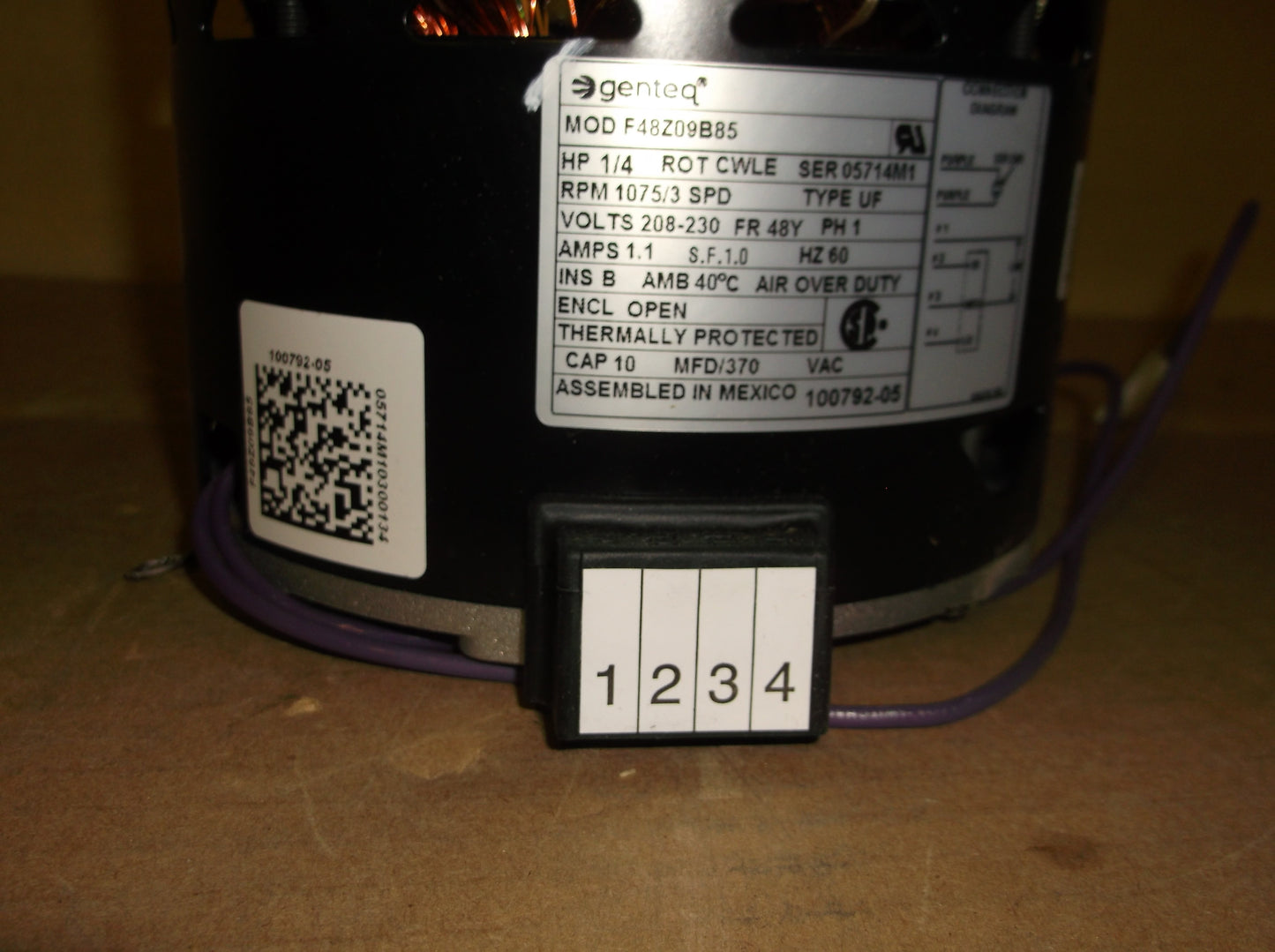 1/4HP Blower Motor 208-230/60/1 RPM 1075/3-Speed
