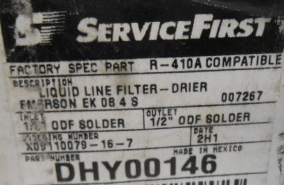 1/2" SWEAT LIQUID LINE FILTER DRIER 8 CUBIC INCH