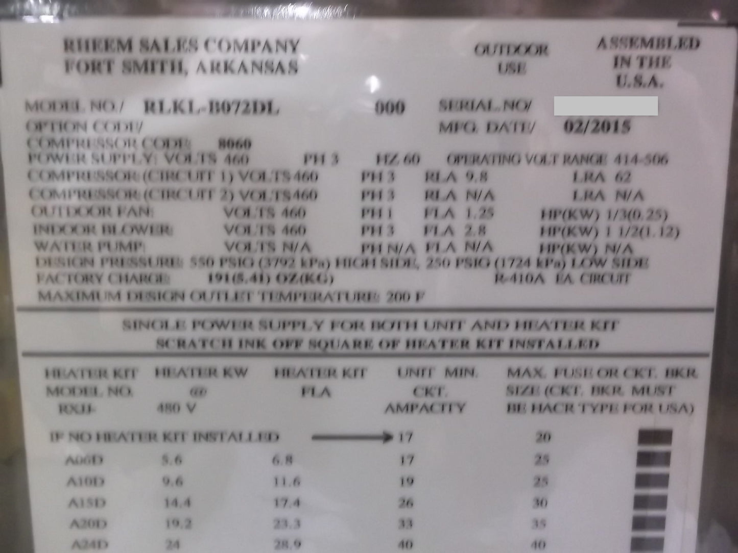 6 Ton Convertible Rooftop Air Conditioner Package Unit 11 Seer 460/60/3 R-410A