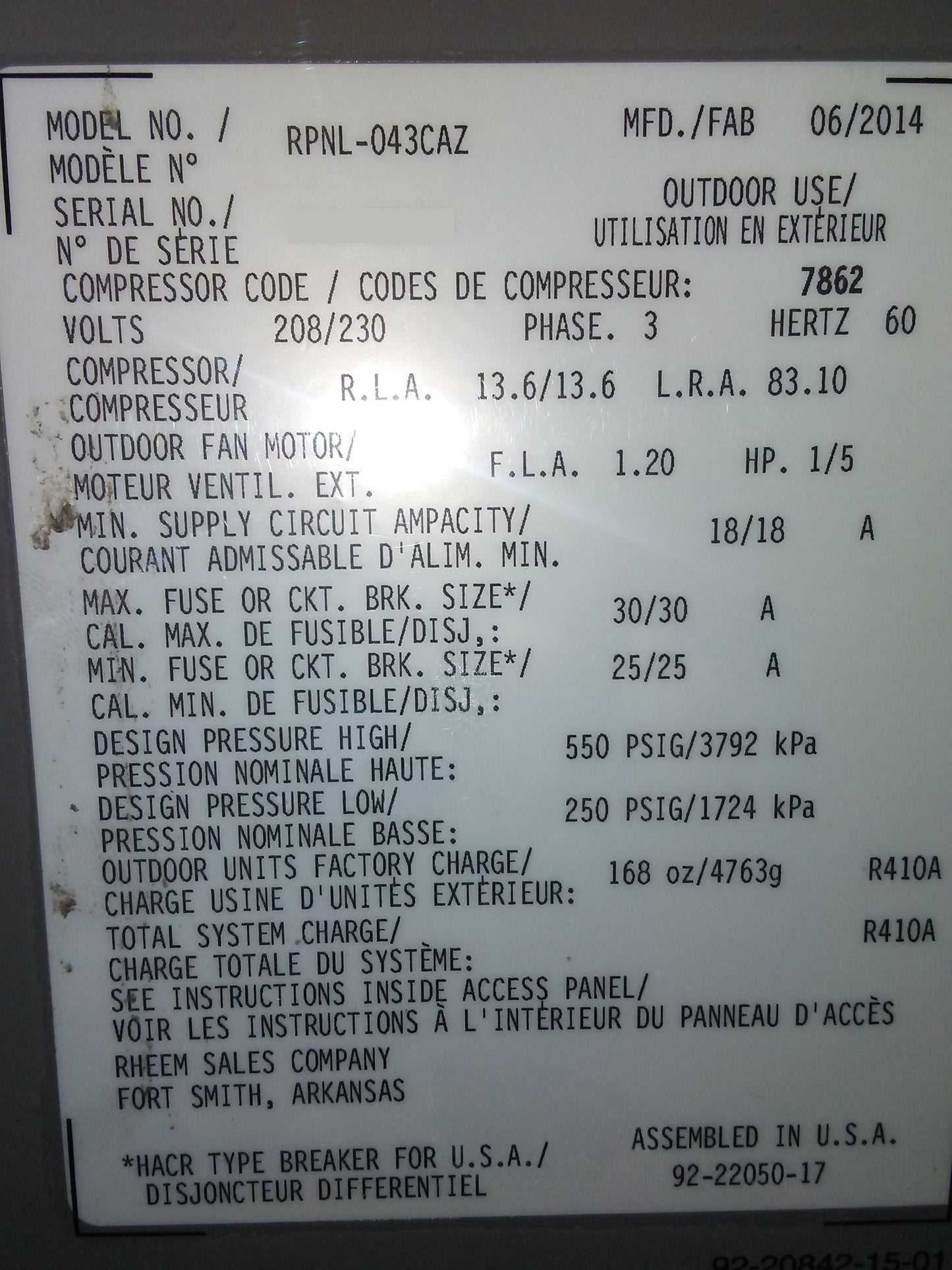 COMMERCIAL USE ONLY 3.5 Ton Classic Series Split System Heat Pump, 13 SEER 208-230/60/3 R410A