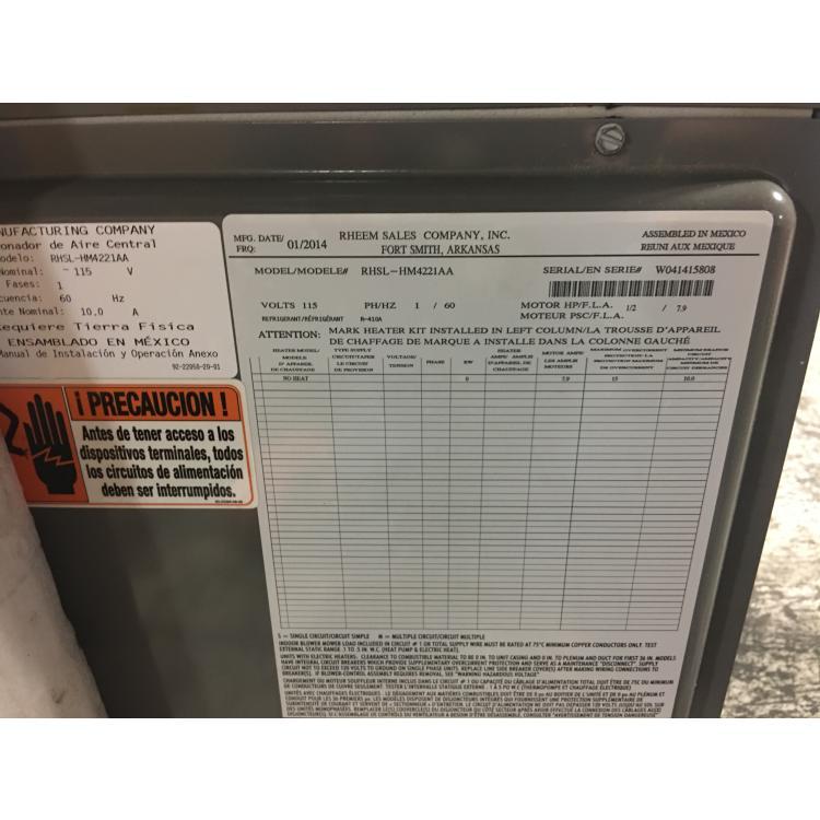 3.5 Ton AC/HP Standard Eff Multi Fan Coil; 15 SEER, 115/60/1, R-410A, CFM 1400-1600