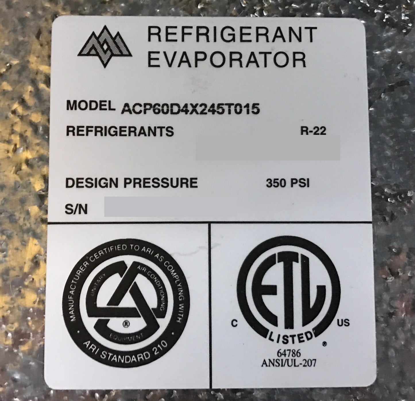 5 Ton AC/HP Dedicated Horizontal Cased A Coil/W Plenum R-22