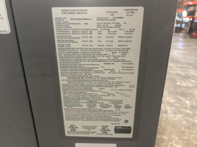 3 Ton Convertible Gas/Electric Package Unit, 13 SEER 460/60/3 R-410A