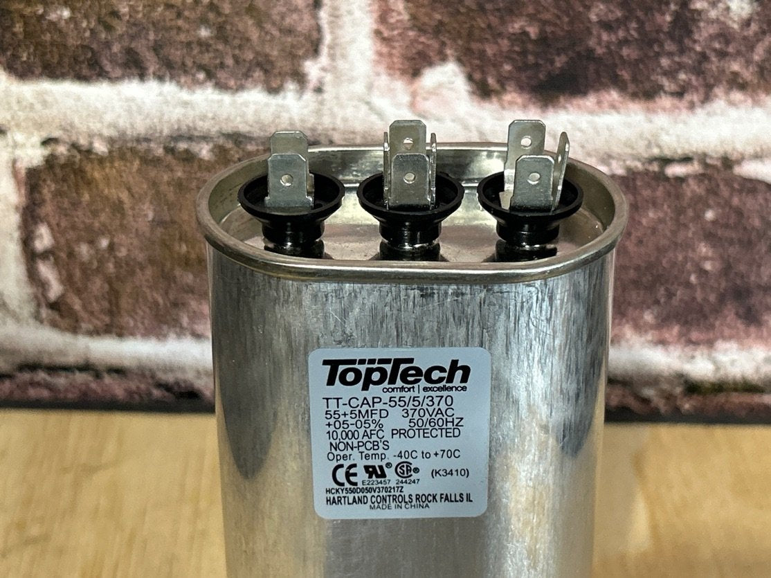 55+5 MFD x 370 VAC Oval Dual Run Capacitor