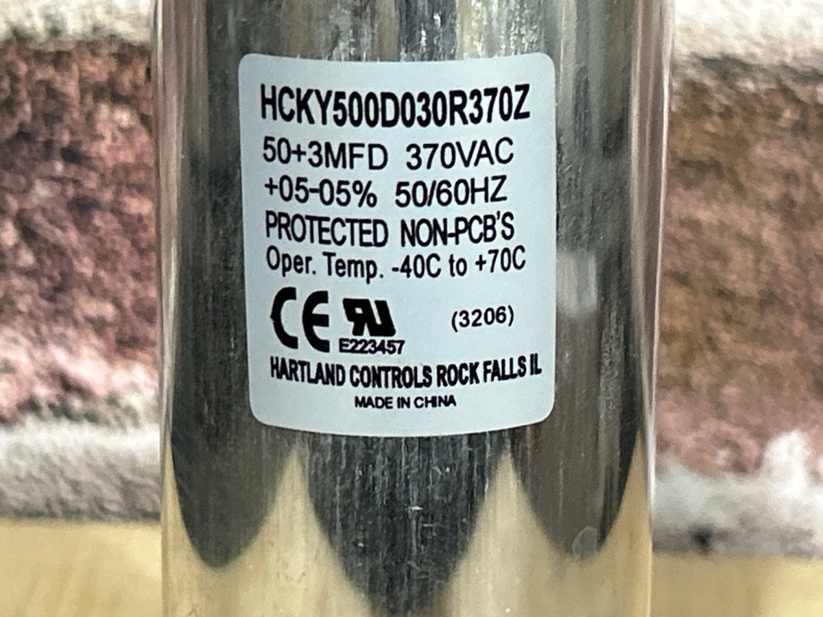 50+3 MFD x 370 VAC Round Dual Run Capacitor