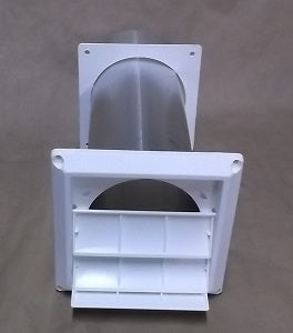 4" WHITE PLASTIC LOUVERED DRYER VENT W/ TAIL PIPE