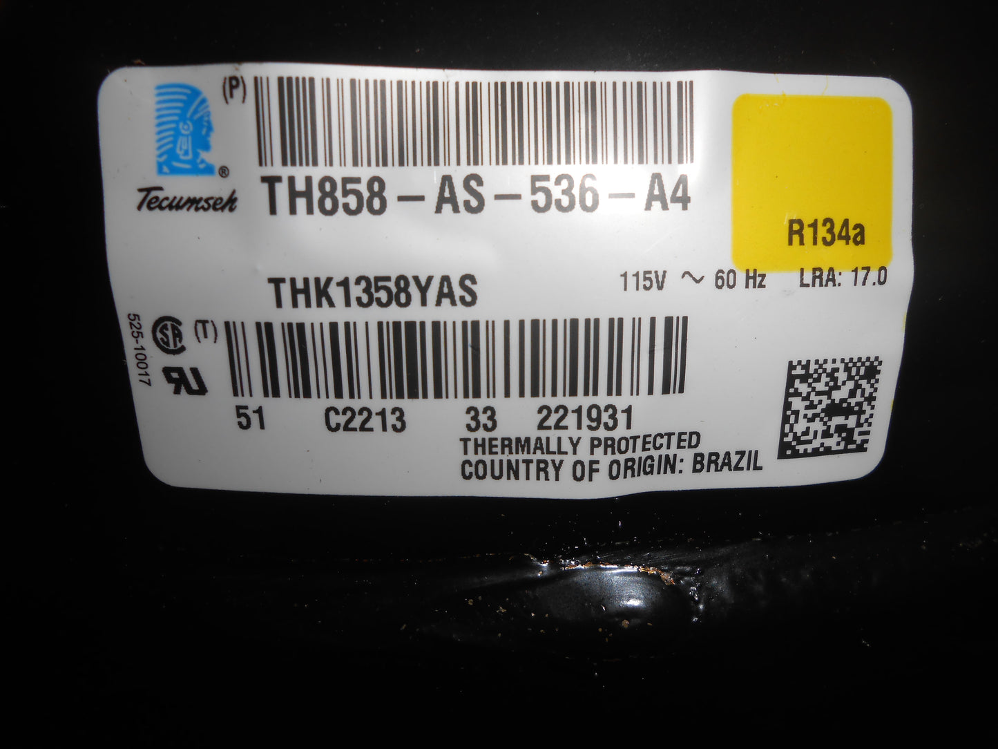 1/6HP Low Temperature Reciprocating Compressor 115/60/1 R134A