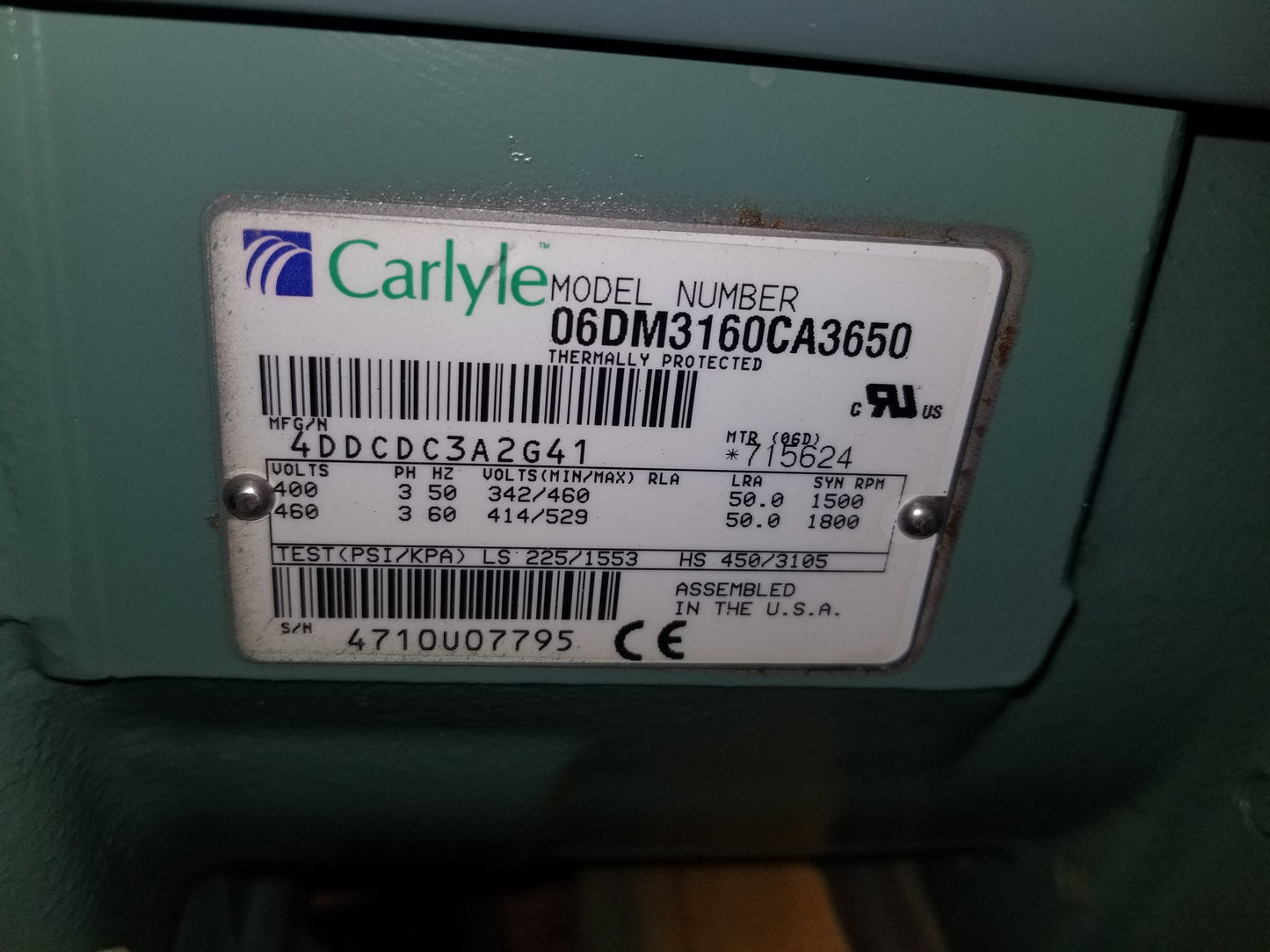 5HP Med Temp Semi Hermetic AC Compressor 460/400/60-50/3