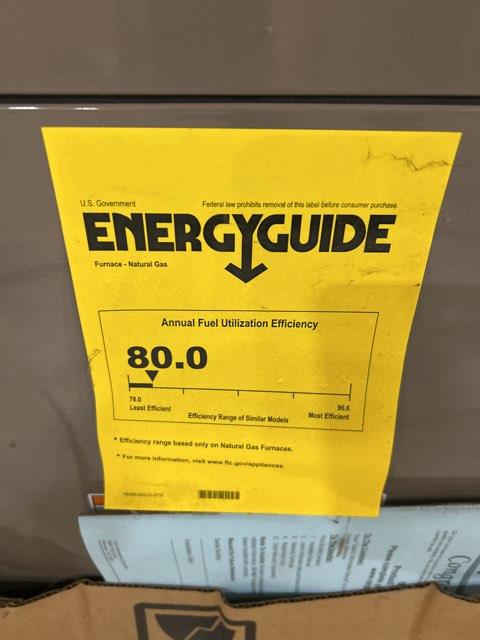 80,000 BTU 2 Stage Standard ECM Multi-Position Natural Gas Furnace, 80% AFUE 115/60/1 CFM 1600