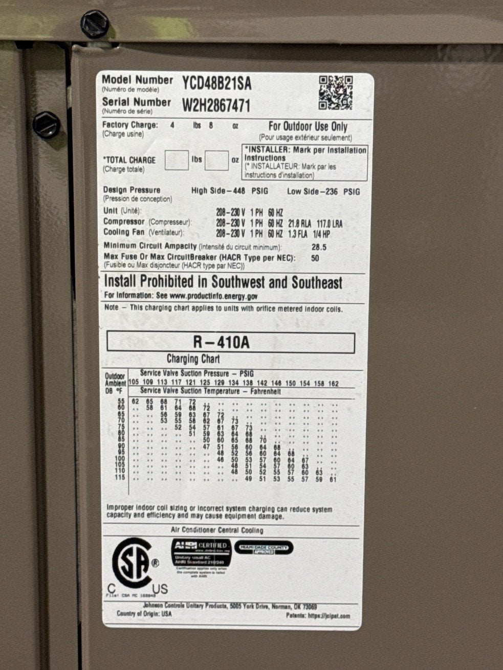 4 Ton LX Series Split-System Air Conditioner; 13 SEER, 208-230/60/1, R-410A