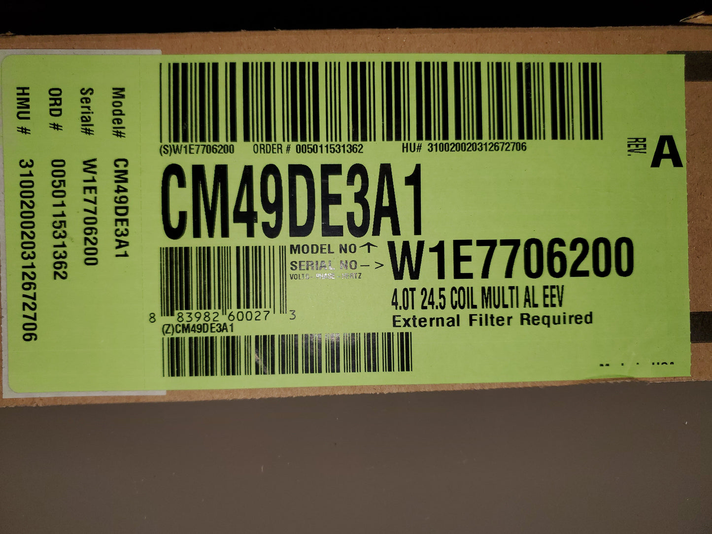 Bobina "A" con carcasa de aluminio de múltiples posiciones, serie "Cm" de 4 toneladas de CA/HP