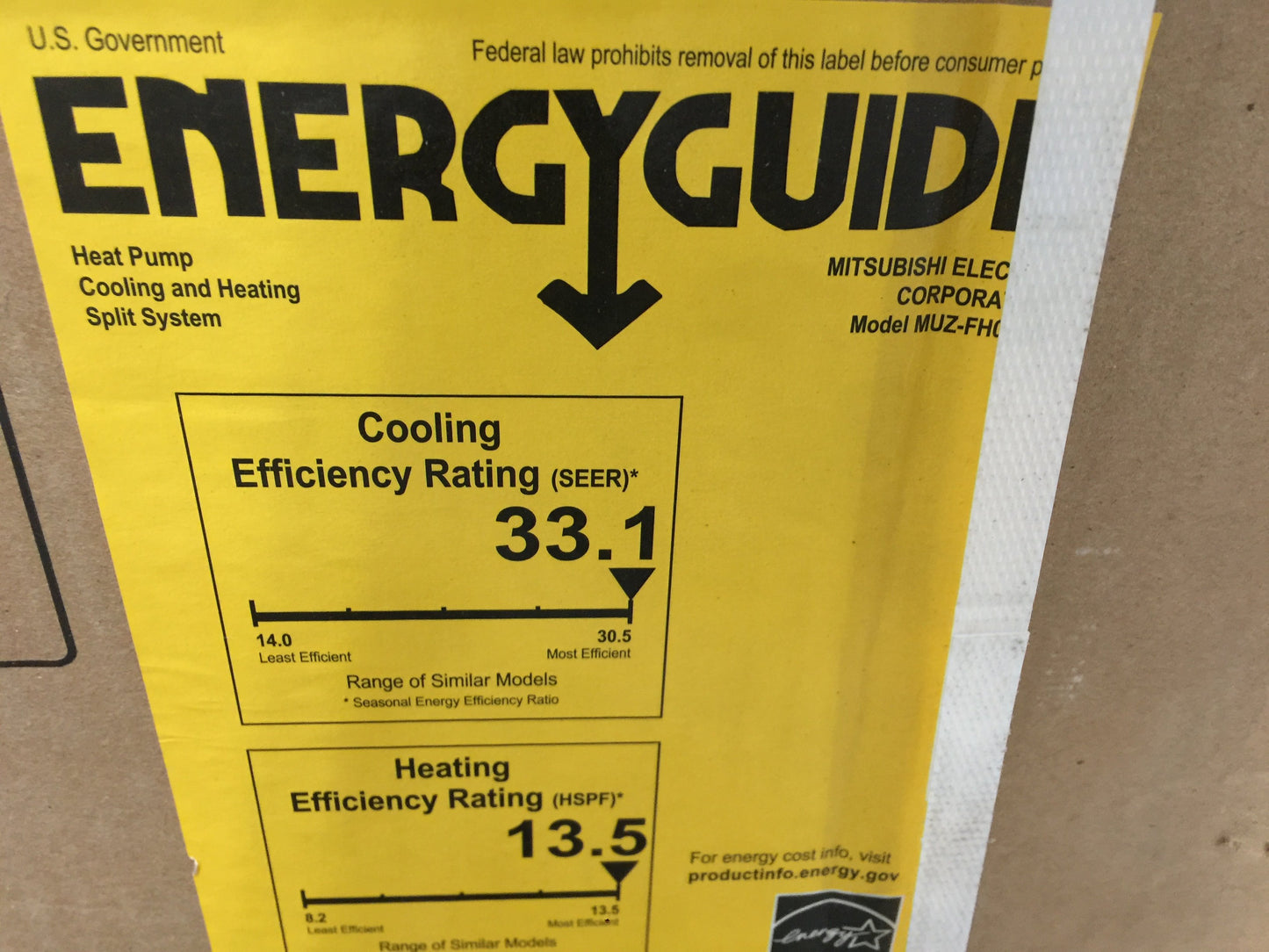 6,000 Btu Single Zone Outdoor Mini-Split Heat Pump Unit, 33.1 Seer 208-230/60/1 R-410A  CFM 137/117