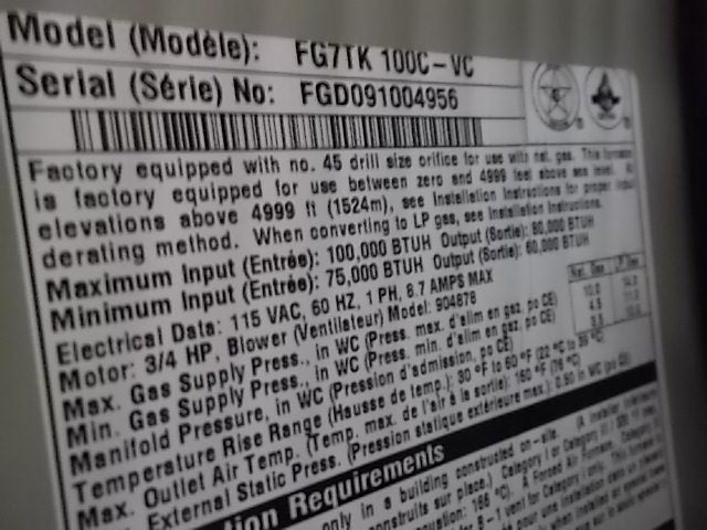 100,000/65,000 BTU "iSEER IQ DRIVE READY HIGH EFFICIENCY" SERIES TWO-STAGE ECM VARIABLE SPEED DOWNFLOW NATURAL LOW NOx GAS FURNACE/W Smartlite TECHNOLOGY, 80% 115/60/1 CFM:2000