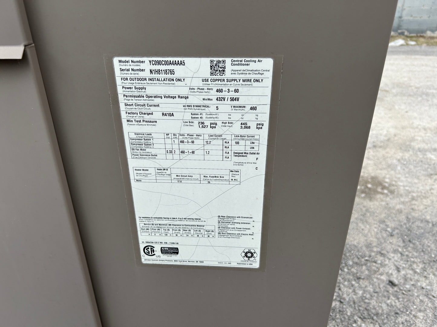 7.5 Ton Split-System Air Conditioner, 13 Seer 460/60/3 R-410A