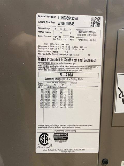 3 Ton Split-System Air Conditioner, 13 SEER 208-230/60/3 R-410A