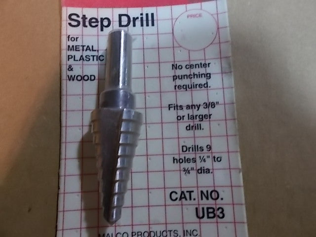 1/4" TO 3/4" UNI-BIT DRILL BIT FOR METAL PLASTIC AND WOOD