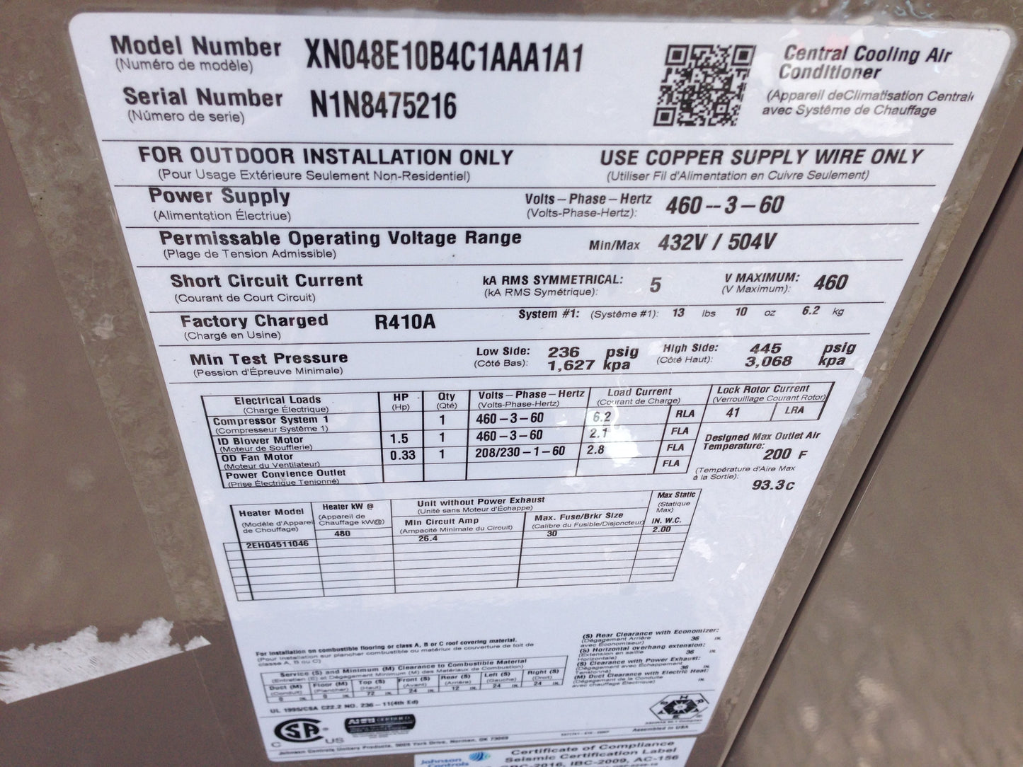 Unidad de bomba de calor convertible de 4 toneladas, 14 SEER, 460-60-3, R410A