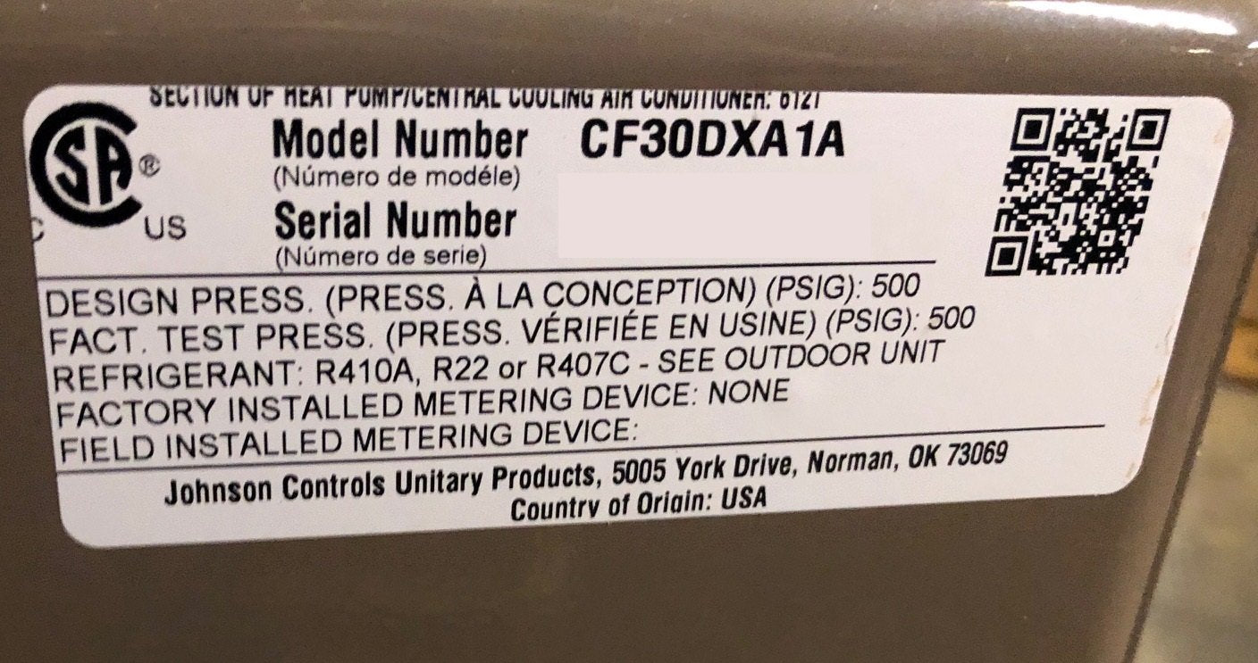 2.5 ton AC/HP CF Series Upflow/Downflow Cased Aluminum N Flex Coil