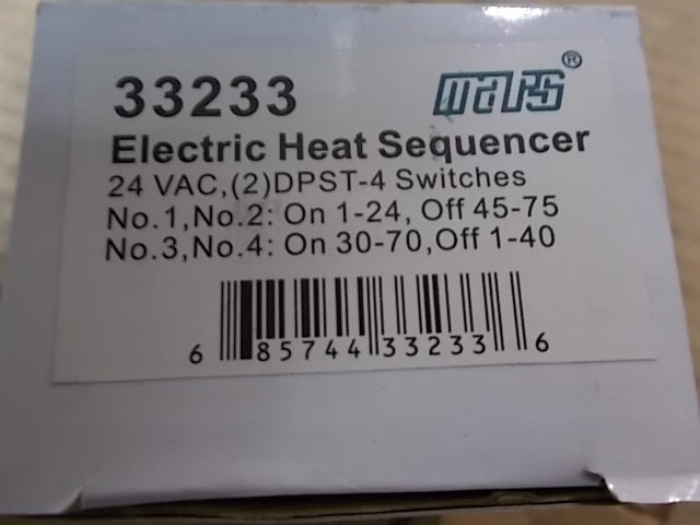 24VAC, DPST ELECTRIC HEAT SEQUENCER