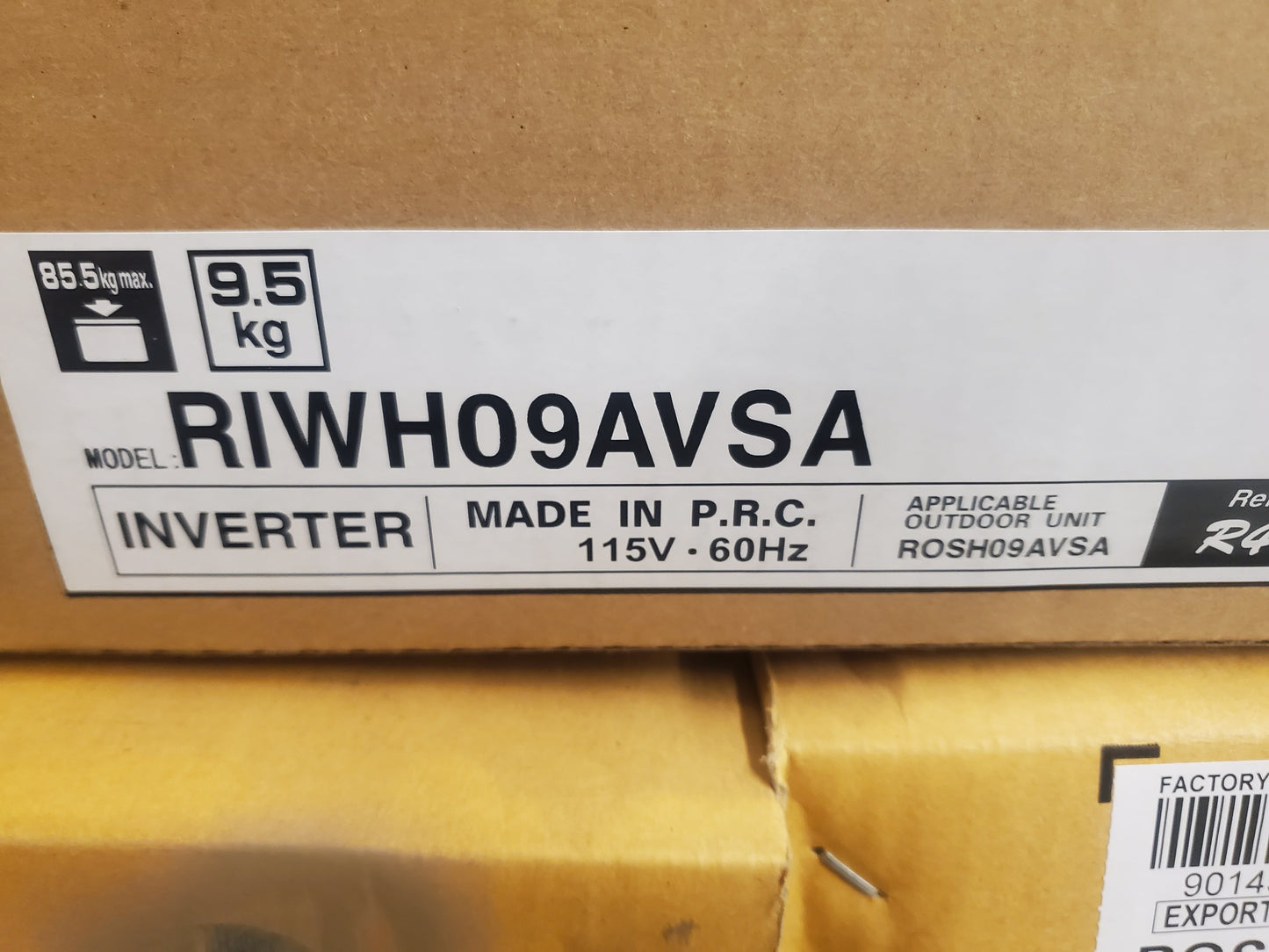 9,000 BTU Wall Mounted Inverter Indoor Mini-Split Heat Pump, 16 SEER 115/60/1 R-410A CFM:436