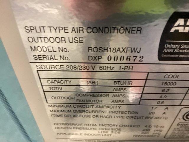 18,000 BTU "Classic Plus" Series 1-Zone Inverter OD Mini-Split HP Unit, 208-230/60/1 R-410A 22 SEER
