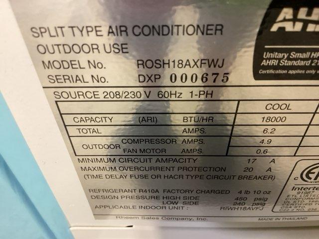 18,000 BTU "Classic Plus" Series 1-Zone Inverter OD Mini-Split HP Unit, 208-230/60/1 R-410A 22 SEER