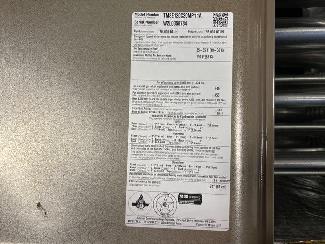 120,000 BTU Standard ECM Multi-Position Natural Gas Furnace, 80% 115/60/1 2000 CFM