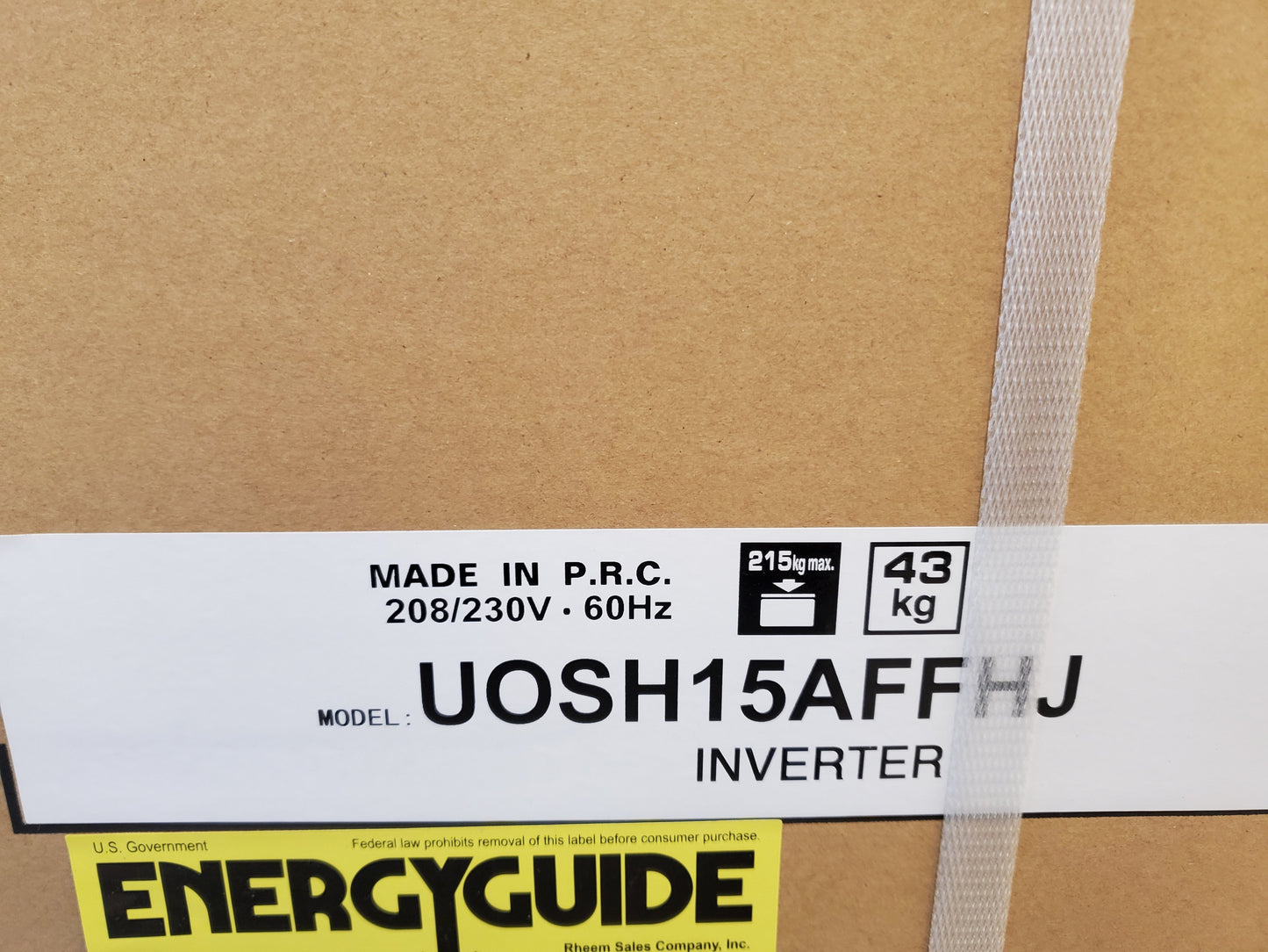 15,000 BTU Single-Zone Inverter Outdoor Mini-Split Heat Pump Unit, 208-230/60/1 R-410A 20.3 SEER