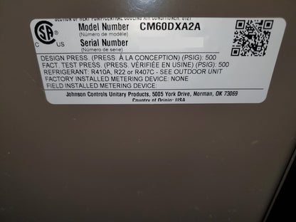 Serpentín "N" de aluminio con carcasa múltiple de la serie "CM" de CA/HP de 5 toneladas con conexión horizontal, R-22/R-410A/R-407C, 1600-1800 CFM