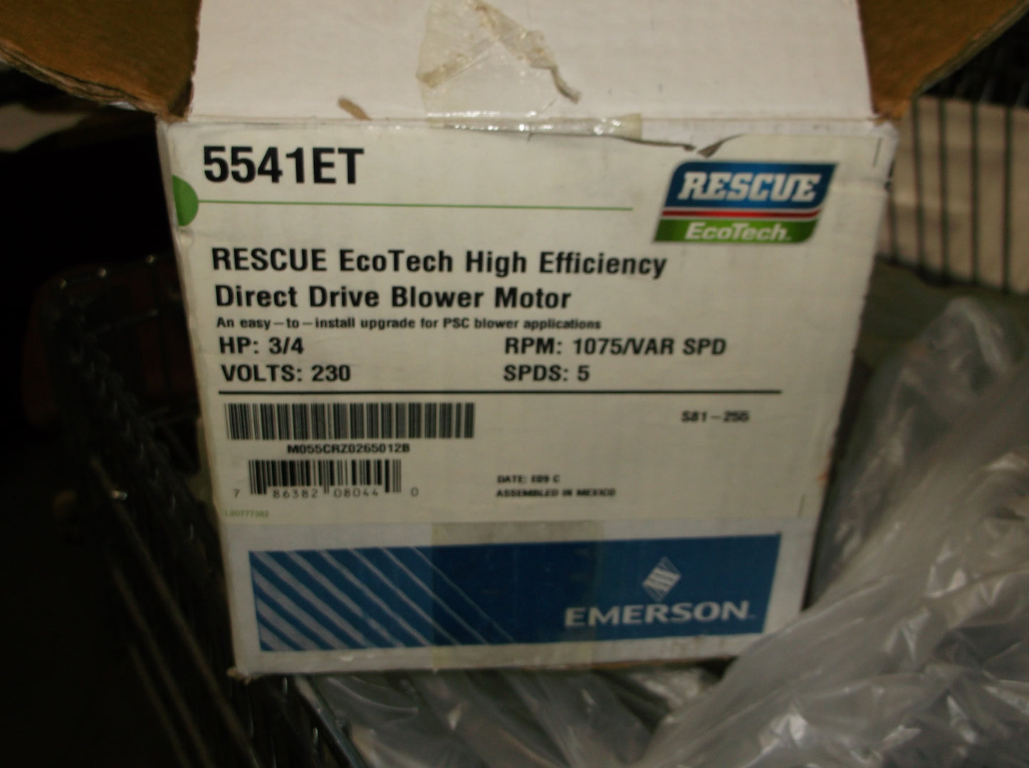 3/4 HP ECM RESCUE ECOTECH ELECTRIC MOTOR 3/4HP 230/60/1 RPM 1200/5 SPEED VARIABLE