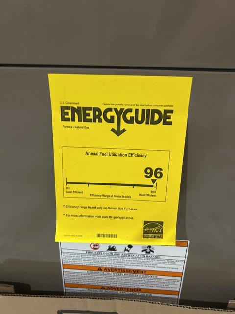 100,000/65,000 Btu 2-Stage Multi Var Spd ECM Gas Furnace, 96% 120/60/1 Cfm:20