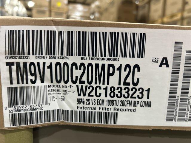 100,000/65,000 Btu 2-Stage Multi Var Spd ECM Gas Furnace, 96% 120/60/1 Cfm:20