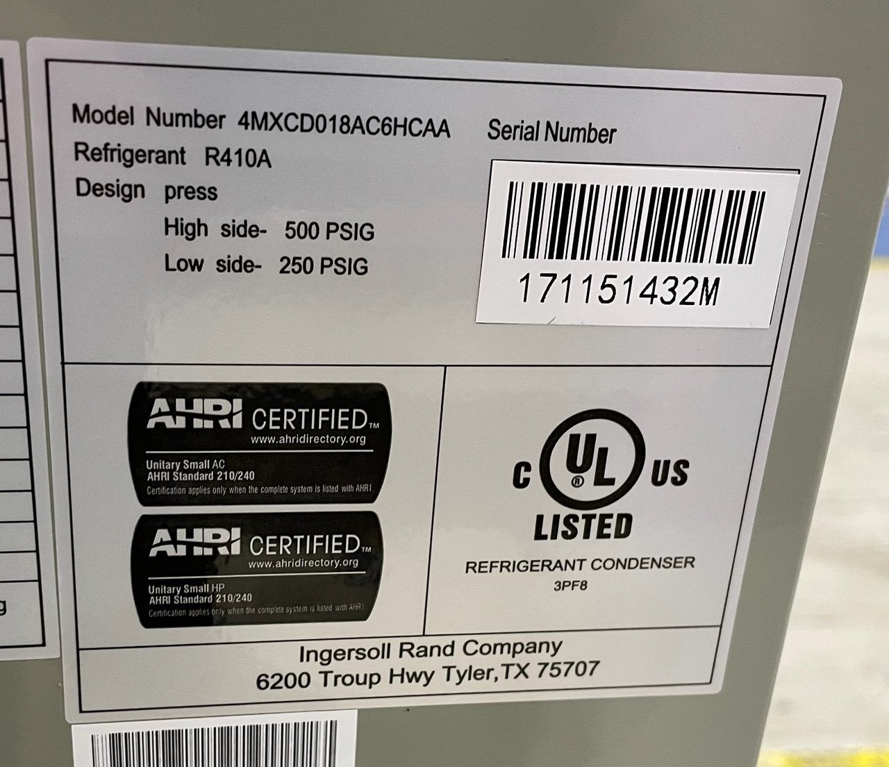 3 To 4 Ton AC/HP Multi-Position Cased A Coil R-410A CFM:1600